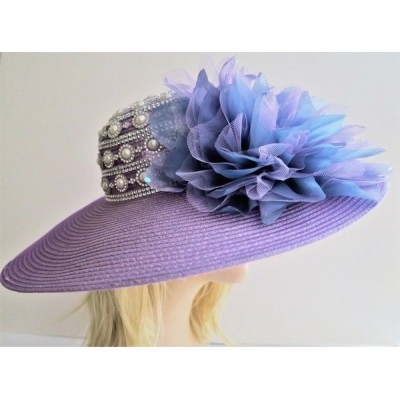 Lovely Lilac Ladies Hat With Pearls And Rhinestones Nwt  eb-61395838